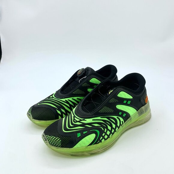 H9376 Gucci 40 green and black low-top mesh lace-up sneakers scratched - Picture 1 of 7